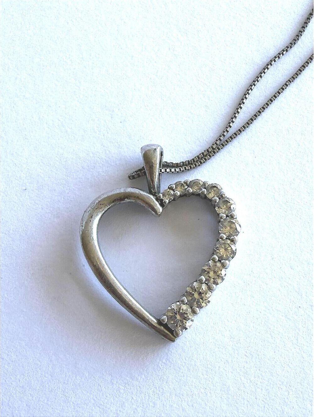 Sterling Silver Heng Ngai Heart Pendant Necklace with Cubic Zirconia Accents